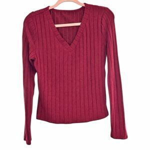 Women’s V Neck Semi Cropped Sweater - Soft Feel - Size Large - New Without Tags